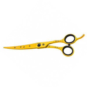 Tijeras Profesionales para Adelgazar el Cabello, Color Amarillo, Acero Inoxidable, Hojas Afiladas, para Diestros, Mango de Plástico con Diseño de Huella de Pata - Product Image 6
