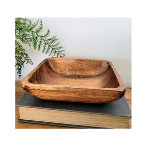 <b>Square</b> Wooden Bowl for Party Handcrafted Rustic Modern Farmhouse Home Decorative Fruit <b>Nut</b> Snack Serving for Home - Product Image 1
