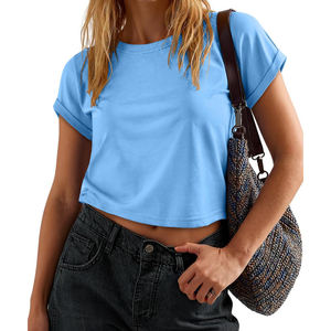 Camiseta Corta de Moda para Mujer, Estilo Oversize, Manga Corta, para Deportes y Yoga, Nueva Llegada OEM - Product Image 5