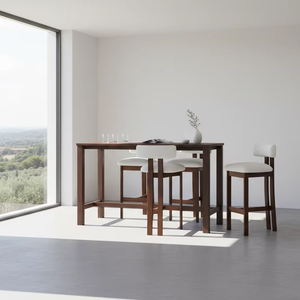 Silla de Barra Arden de Madera de Teca Premium con Taburete Moderno Minimalista Escandinavo para Espacio de Bar - Product Image 5