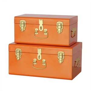 Orange Metal Storage Trunk <b>Box</b> Rectangular Shape Ideal for <b>Clothes</b> And Garment Storage Blanket And Bedding Storage From India - Product Image 2