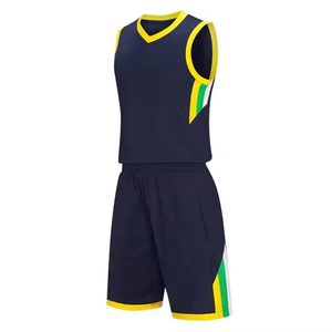 Uniformes de basket-ball professionnels pour hommes en couleurs unies, à manches courtes, élégants, tendance, pour l'extérieur - Product Image 3