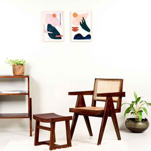 Fauteuil de bureau et de salle à manger style Pierre Jeanneret en bois massif avec pieds en V et assise en rotin naturel tressé – Vente en gros - Product Image 6