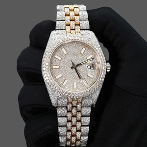 VVS Moissanite Diamond Luxury Quartz Sapphire Crystal <b>Watch</b> Gold Plated Stainless Steel Band Analog Display Eco-Friendly Unisex - Product Image 1