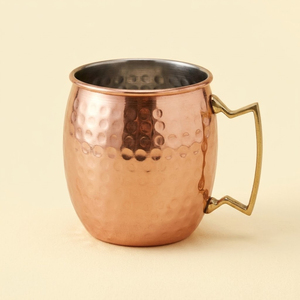 Mugs à Moscow Mule en cuivre massif au design classique avec poignée en laiton martelé, qualité supérieure, pour les fêtes, en promotion - Product Image 1