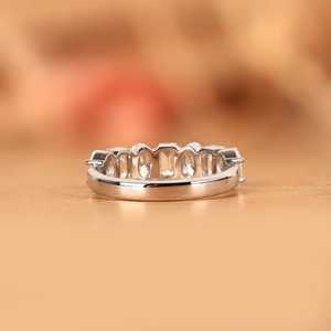 Stackable Band Emerald and Oval Cut Diamond Seven Stone Rings CVD 10K Solid Gold Surprise <b>Wedding</b> Party Jewelry For Bride Charm - Product Image 4