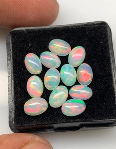 Lote de Cabujones de Ópalo Natural de Corte Ovalado, Gemas Sueltas al por Mayor para Fabricación de Joyas, Cabujones de Ópalo Pulidos para Anillos y Colgantes con Efecto de Color - Product Image 3