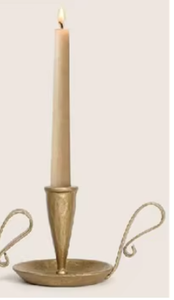 Golden Brass Candlestick Holder with Tray Heat Resistant for Home Decoration - Product Image 1