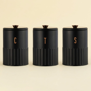 Vintage Hammered Stainless Steel Canister Set of 3 With Airtight Copper Lids Premium <b>Kitchen</b> <b>Storage</b> <b>Containers</b> For Tea Coffee - Product Image 3