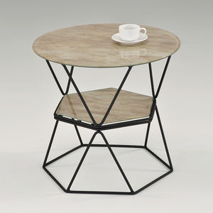 Table basse ronde industrielle moderne de luxe TMG-A105 avec plateau en verre trempé et structure en tube de fer, mobilier de salon pour la maison, les cafés et les hôtels - Product Image 4