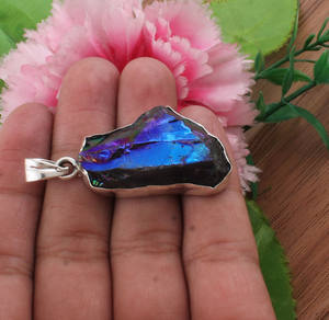 Collar de Plata de Ley 925 con Dijes de Drusa Azul Natural, Estilo Vintage, Brillante, Joyería Fina Unisex, Venta al por Mayor - Product Image 3