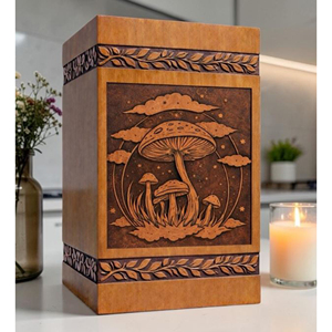 Handcrafted Wooden Urn <b>Box</b>, Mushroom Forest Engraved <b>Memorial</b> <b>Keepsake</b> <b>Memorial</b> <b>Keepsake</b> by AYAANS - Product Image 2