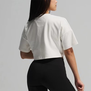 Camiseta Corta Blanca para Mujer, Cuello Redondo, Manga Corta, Corte Holgado, Estilo Minimalista, con Detalle de Bolsillo, para Primavera/Verano - Product Image 4