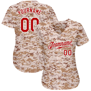 Maillot de baseball camouflage personnalisé pour femme, col en V, manches courtes, respirant, ajusté, impression du nom de l'équipe, toutes saisons - Product Image 1