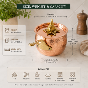Copper Hammered Saucepan <b>With</b> <b>Lid</b> Brass Handle Decorative Cooking Pot Handmade Kitchen Cookware Wholesale Supplier Customize - Product Image 6