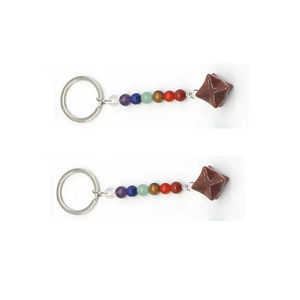 Llavero de alta calidad con cuentas de chakra de estrella Merkabah de jaspe rojo, llavero de piedra natural, regalos para mujeres. - Product Image 5