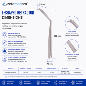 Retractor de Cuchillas Estilo CLOWARD, 7.5 pulgadas (19.1 cm), Cuchilla de 13 mm, 18 mm, 20 mm, 23 mm x 75 mm, Zetomed Pro - Product Image 2