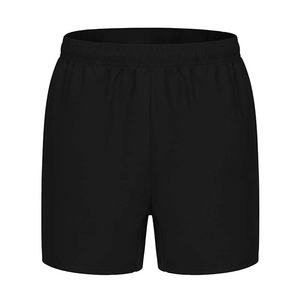 Men's Solid Black Quick Dry <b>Elastic</b> Waist Shorts Casual Knitted Sport Short Pants - Product Image 5