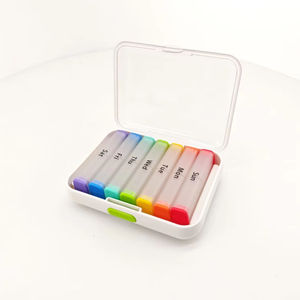 Weekly Silicone Pill Organizer <b>7</b>-Compartment Clear Lid with Colorful Labels for Daily Medication Storage - Product Image 3