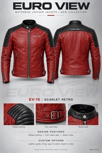 Chaqueta de Motociclista Unisex Euro View EV-16 Marrón de Cuero PU Genuino con Cuello Redondo, Transpirable, para Invierno - Product Image 3