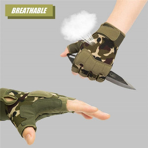 Breathable Half Finger Outdoor Sports Gloves Camouflage Pattern Hook And Loop Closure Unisex For Outdoor Activities - Product Image 1