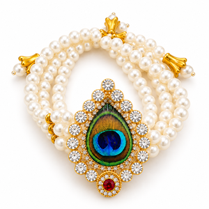 Pulsera de Perlas Morpankh para Mujer |   Joyería Festiva Tradicional para Recuerdos de Boda Haldi, Mehendi y Sangeet - Product Image 1