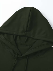 Men's Olive Green Hooded Short Sleeve T-Shirt Regular Fit Casual Cotton Jersey Eco-Friendly 240g Knitted - Product Image 3