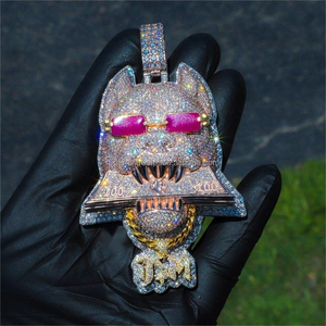 Pendentifs breloques unisexes en forme de croix, lettres personnalisées, en argent S925 plaqué or rose, sertis clos de moissanite VVS, testés au 100% positivement au testeur de diamants, style hip-hop - Product Image 1