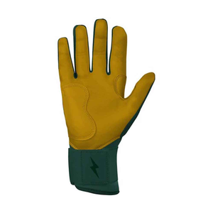 BRUCE BOLT Premium Leather Batting <b>Gloves</b>-Dark Green Gold Professional <b>Baseball</b> Softball Gear Secure Wrist Support Left-handed - Product Image 6