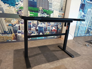 Modern Electric Adjustable Height <b>Desk</b> with Glass Top LED Lights USB Type C Standing <b>Desk</b> for Home Office Furniture - Product Image 1