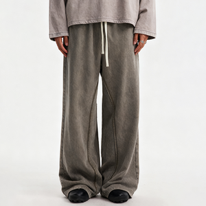 Pantalones Deportivos Extra Grandes de Felpa de Algodón Grueso de Alta Calidad al por Mayor, Pantalones Deportivos Anchos con Lavado Personalizado para Hombre - Product Image 5