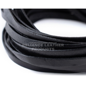 Cordon en cuir plat noir brillant de qualité supérieure, 5 mm, sangle en cuir véritable pour projets de bijoux DIY - Product Image 3