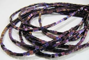 Cuentas de hematita mística morada arcoíris en forma de cubo, 2 mm, hebra de 16 pulgadas - Product Image 5