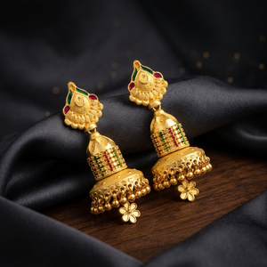 Wholesale 14K18K24K Micron Gold Plated Fashion Jhumka Earrings Traditional Design Bridal Earrings Set <b>Wedding</b> Jhumka Earring Set - Product Image 6