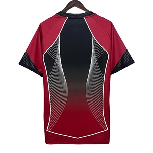 Men Soccer Jersey <b>Red</b> Black Geometric Print Sublimated Moisture Wicking Quick Dry Athletic Fit Short Sleeve Crew Neck - Product Image 2