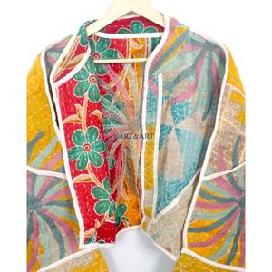Authentic Handmade 100% Cotton <b>Kantha</b> <b>Jacket</b> Mandarin Collar Full Sleeves Breathable Eco-Friendly All Season Fashionable Design - Product Image 4
