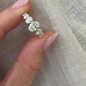 7 Stone Oval Cut Lab Grown Diamond Engagement Ring Dainty Multi Stone Anniversary Stackable Band Custom 10K 14K 18K <b>Solid</b> Gold - Product Image 6