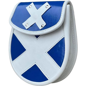 Traje Escocés Highland de Cuero Vegano Blanco con Cruz Escocesa Azul y Sporran con Cadena - ¡El Más Vendido! - Product Image 2