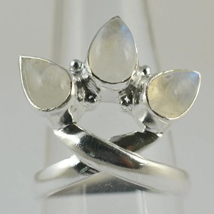 Rainbow Moonstone <b>Ring</b> 925 Sterling <b>Silver</b> Handmade <b>Statement</b> Promise <b>Ring</b> for Women Boho Pear June Birthstone Jewelry - Product Image 5