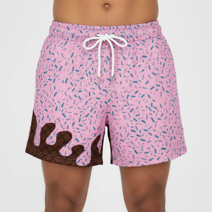 Short de bain décontracté vert pour adolescent, taille mi-haute personnalisée, doublure en maille de basketball de haute qualité, léger, séchage rapide, taille élastique - Product Image 1