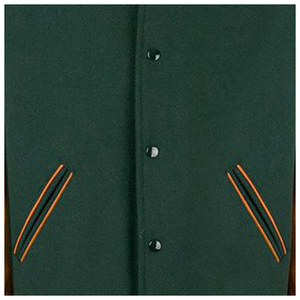 Veste universitaire en toile verte pour homme avec manches en coton, col rond, vêtement décontracté d'hiver, logo sur le devant - Product Image 5