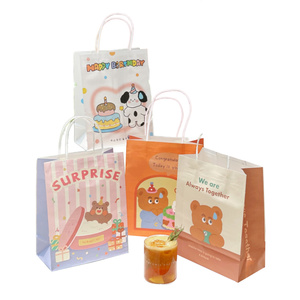 Bolsas de papel de regalo de animales bonitos con asas-Bolsas de papel Kraft reciclables, duraderas y ecológicas para fiestas, cumpleaños, venta al por menor-#01 - Product Image 5