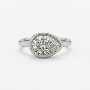 Classic 9k White Gold Engagement <b>Ring</b> Pear-Shaped Diamond Luxury Elegant IGI Certified Jewelry <b>for</b> Women <b>Men</b> Wedding Party Wear - Product Image 1