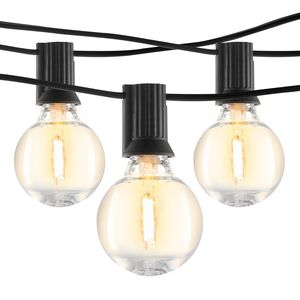 ไฟสตริงโซลาร์กลางแจ้งแบบหรี่แสงได้ 2700K ยาว 100 ฟุต 50 หลอด LED G40 พร้อมรีโมทคอนโทรล ไฟสำหรับลานบ้าน กันน้ำ ใช้พลังงานแสงอาทิตย์ - Product Image 1