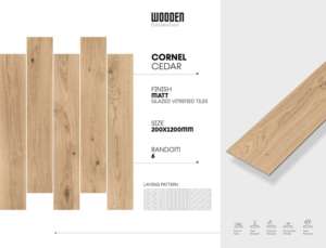 กระเบื้องพอร์ซเลนผิวด้านขนาด 20x120 ซม. ออกแบบมาเพื่อให้พื้นผิวเรียบเนียน ให้ความรู้สึกนุ่มนวล และทนทานสำหรับการใช้งานภายใน - Product Image 3