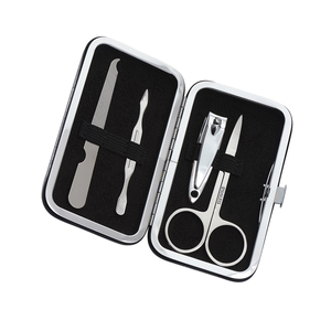 Wholesale 8-Piece German Stainless Steel Manicure Pedicure Kit <b>Nail</b> File Scissor Pusher Beauty Set PU Zipper <b>Case</b> Box Packaging - Product Image 4