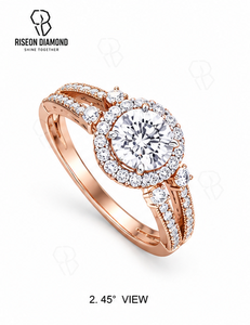 แหวนหมั้นเพชรทรงกลมแบบ Halo ทองคำขาว 18K ดีไซน์วงแหวนแยกส่วนประดับเพชรแบบ Pave หรูหราเหนือกาลเวลา ของขวัญเครื่องประดับชั้นดีสำหรับเจ้าสาว - Product Image 6