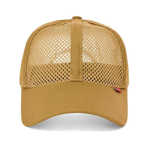 Custom Khaki Mesh Trucker Hat Unisex Adjustable 6-Panel Casual Outdoor <b>Cap</b> Breathable Summer <b>Flat</b> Brim Adult Hat New <b>Design</b> Hat - Product Image 3