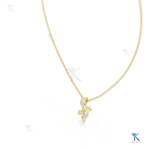Collier pendentif fleur de tulipe en diamant de laboratoire, or massif 14K/18K, bijou floral botanique pour femme, idéal pour mariage et soirée - Product Image 4