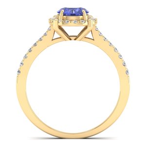 แหวนเพชรทรงรัศมี REYES ดีไซน์ล่าสุด ทองคำแท้ 14K ได้รับการรับรองจาก IGI สำหรับผู้หญิง ประดับด้วยพลอยแทนซาไนต์สุดหรู เครื่องประดับคุณภาพสูง - Product Image 4